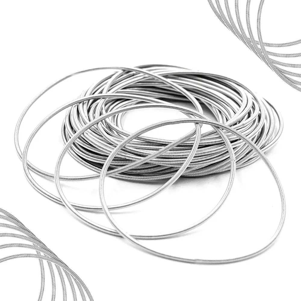 NEW 2 mm Platinum Plated Stainless Steel‎ 316L Stackable Guitar String Bracelets - Image 10