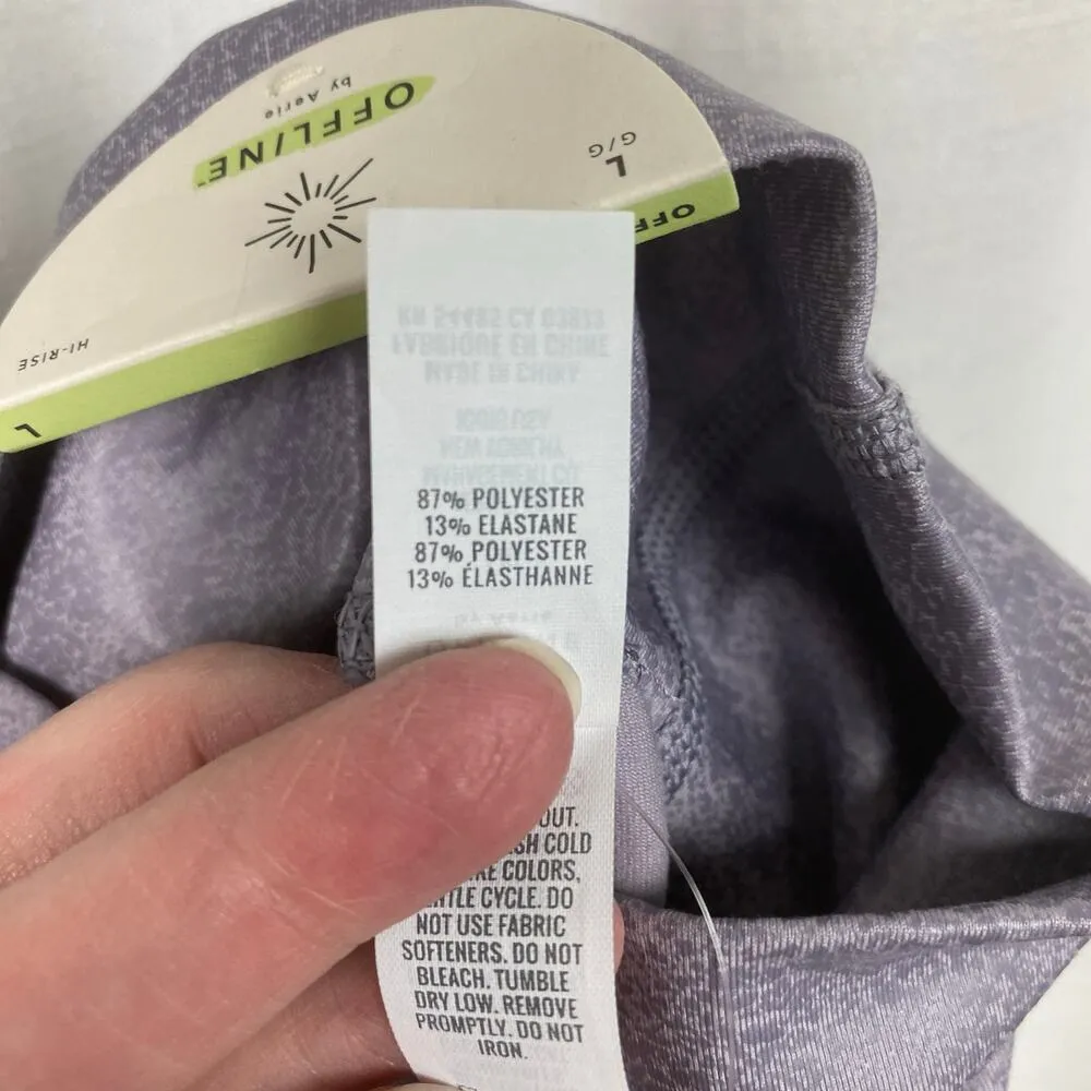 Aerie Offline Shell Purple Real Me High Waisted Crossover Leggings Sz.L NWT - Image 14