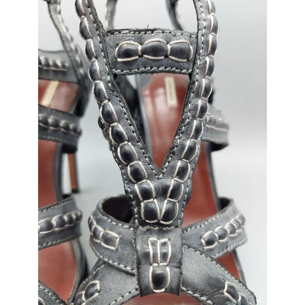 Leon Max All Leather High Heel 4.75" Tall Gray Strappy Shoes Size 8M Sexy - Image 3