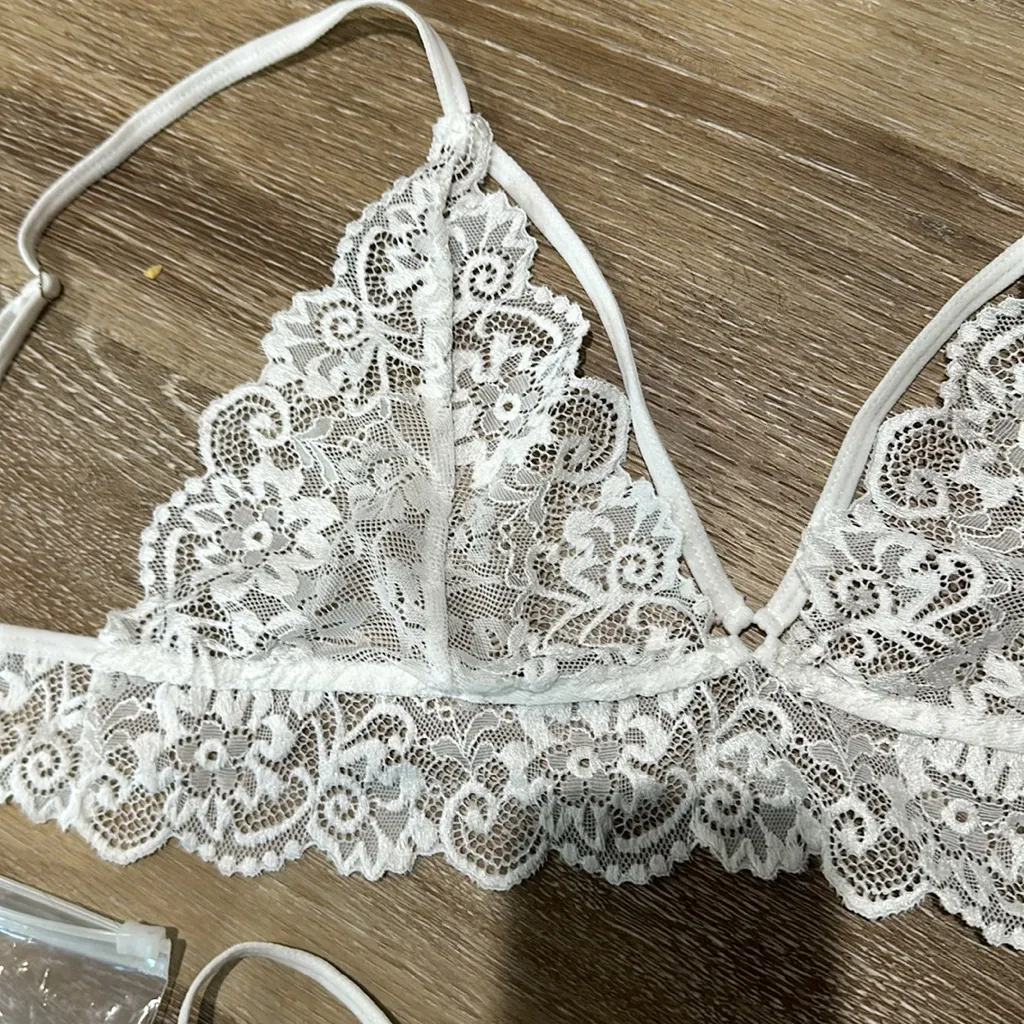 NWT medium avidlove white bra and underwear lingerie lace set. Mini lace - Image 3