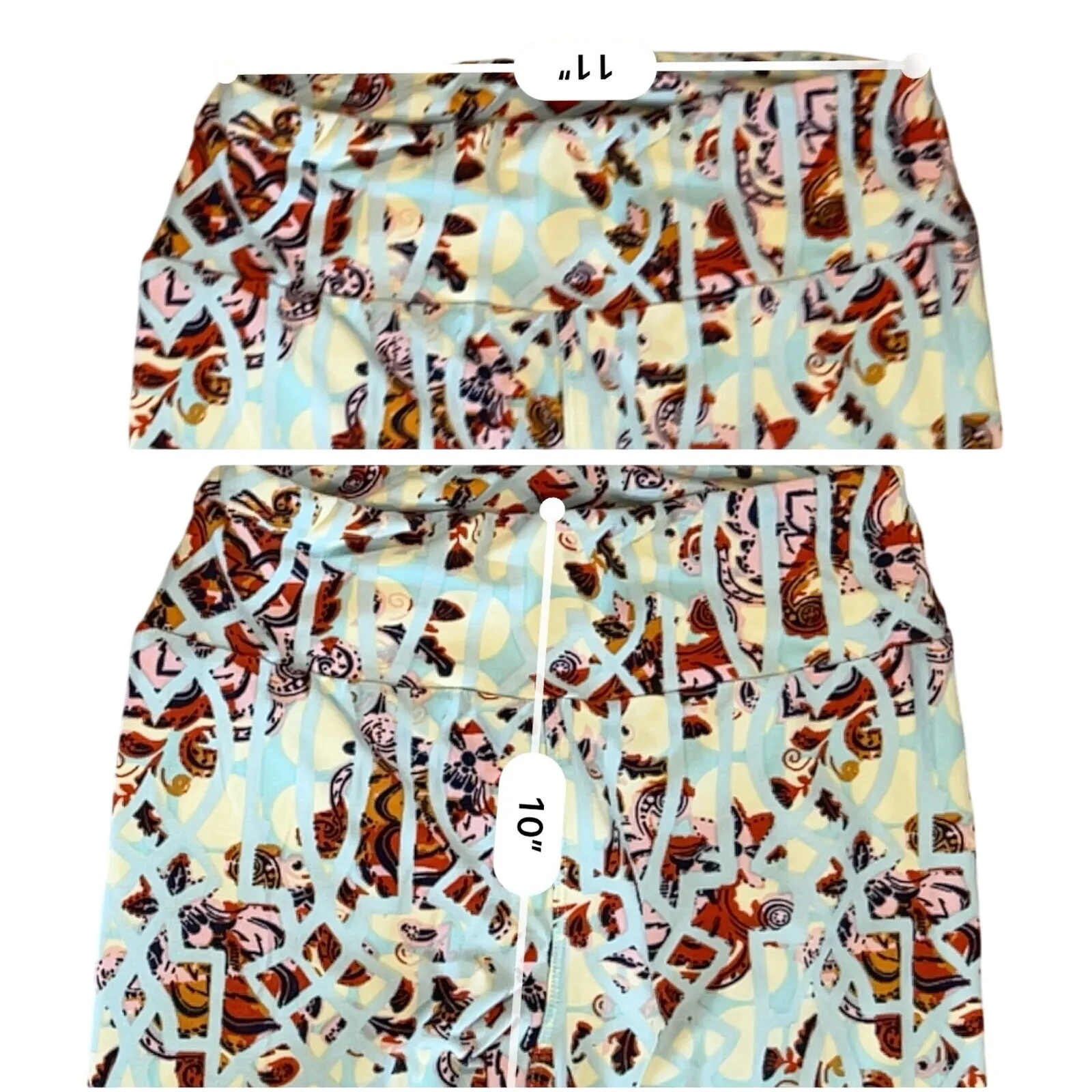 LuLaRoe (4) Lot One Size Leggings Fish Yellow Geometric Fun Colorful‎ Fits 2-10 - Image 4