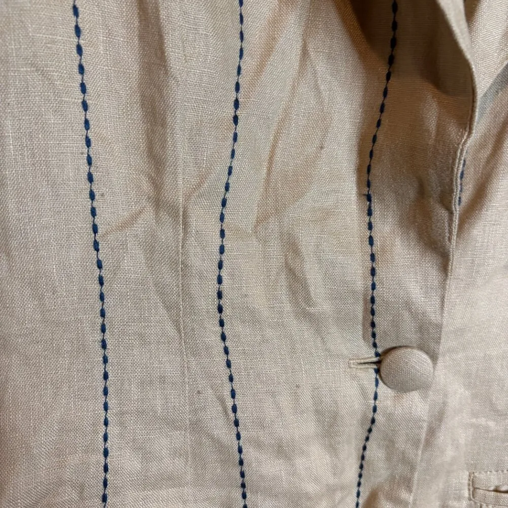 Junior Costa tan linen striped blazer jacket - Image 3