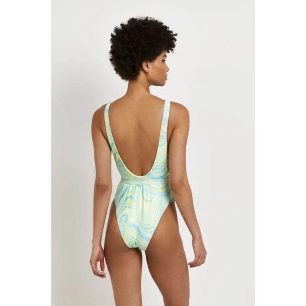 River Island Green Bright Strappy Wrapover Swimsuit size 12 (B57 ) - Image 3