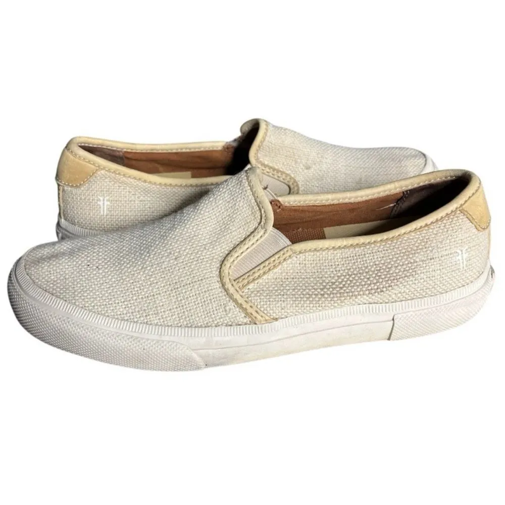 FRYE Gia Canvas Slip On Shoes Sneakers Textured Beige Rubber Outsole Size 6 - Image 2
