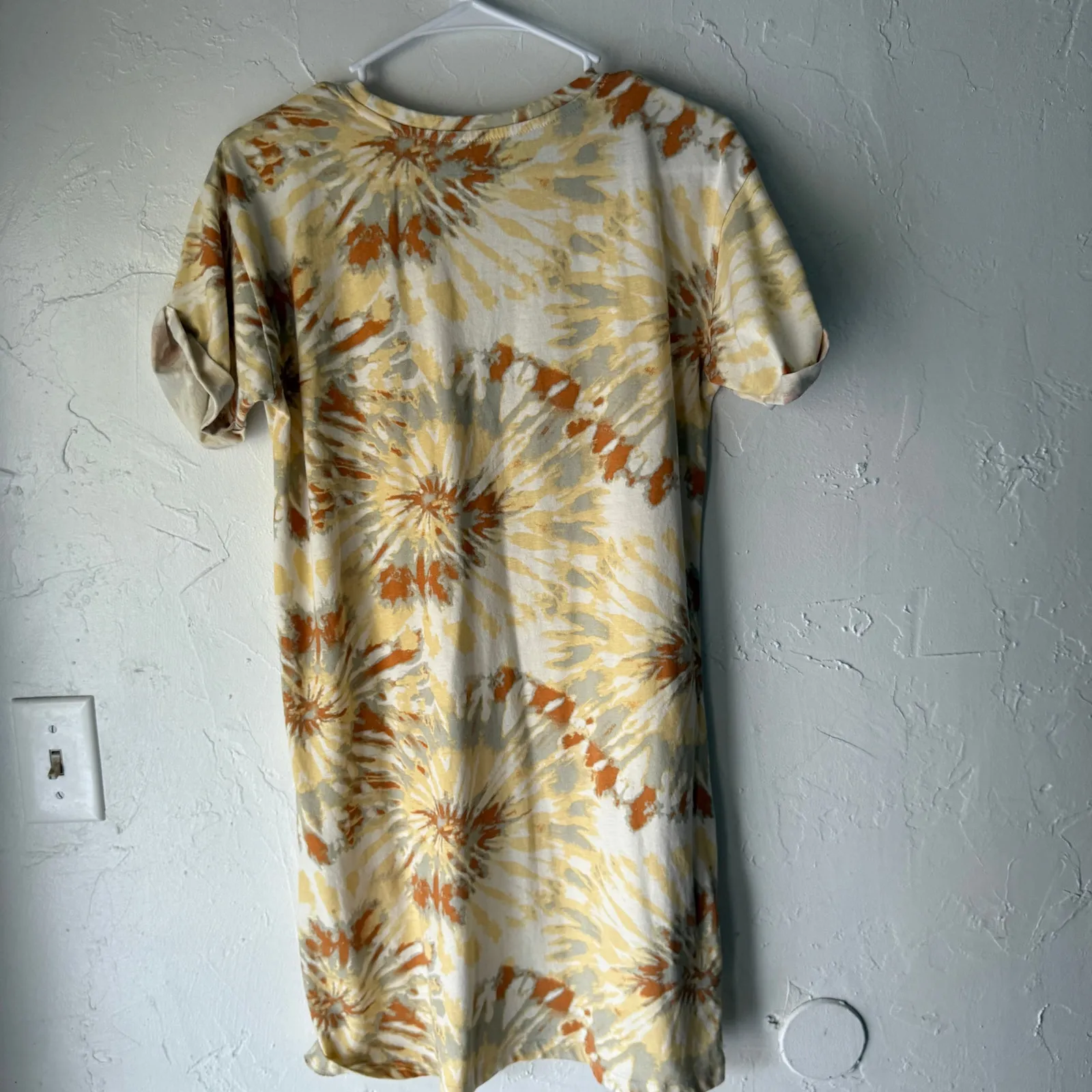 Eddie Bauer Tie-Dye T-Shirt Dress Size Small‎ Yellow Orange Casual Cotton - Image 6