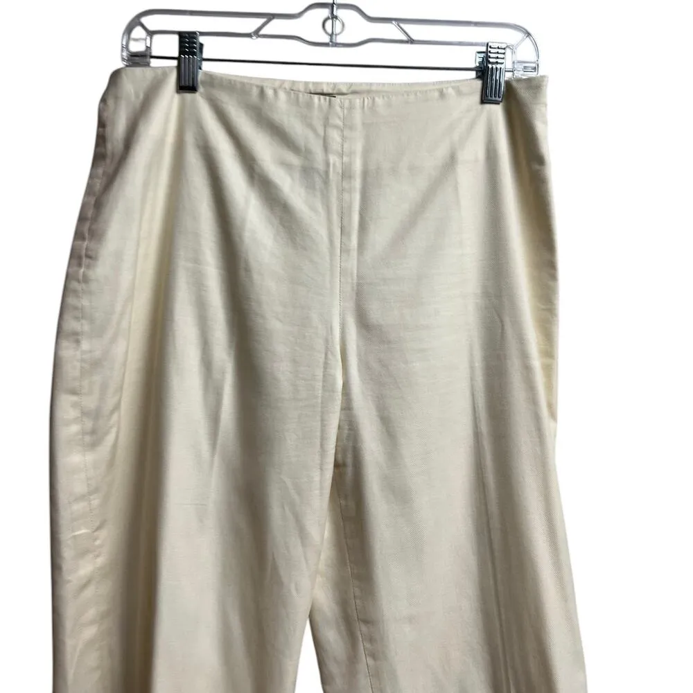Ralph Lauren Vintage Women's Pale Yellow Cotton Cropped Lined Pants Size 8 - Image 5