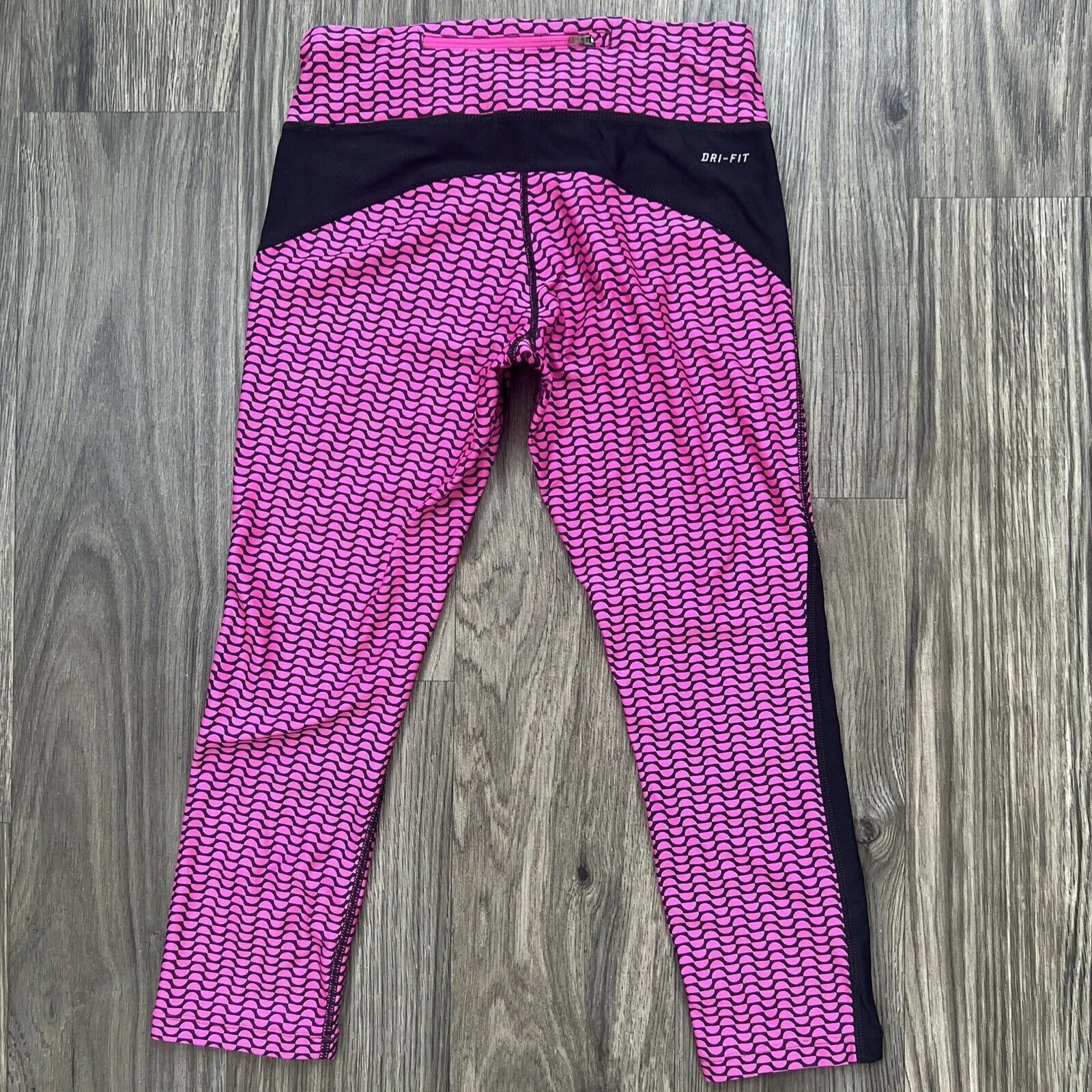 Nike Dri Fit Crop Athletic Leggings Geometric Pink Size XS Running Y2K - Image 5