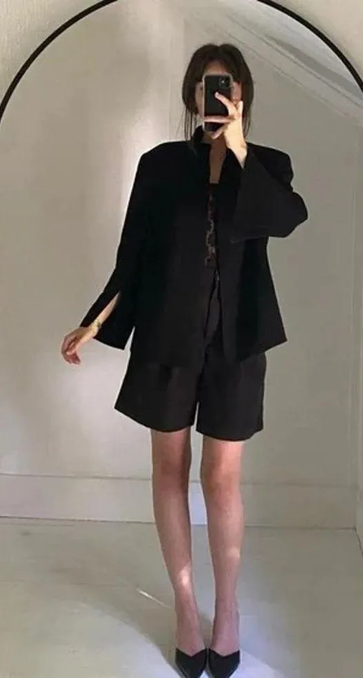 Akris Vintage Y2K Wool Open Front Blazer Black Size 14 - Image 2