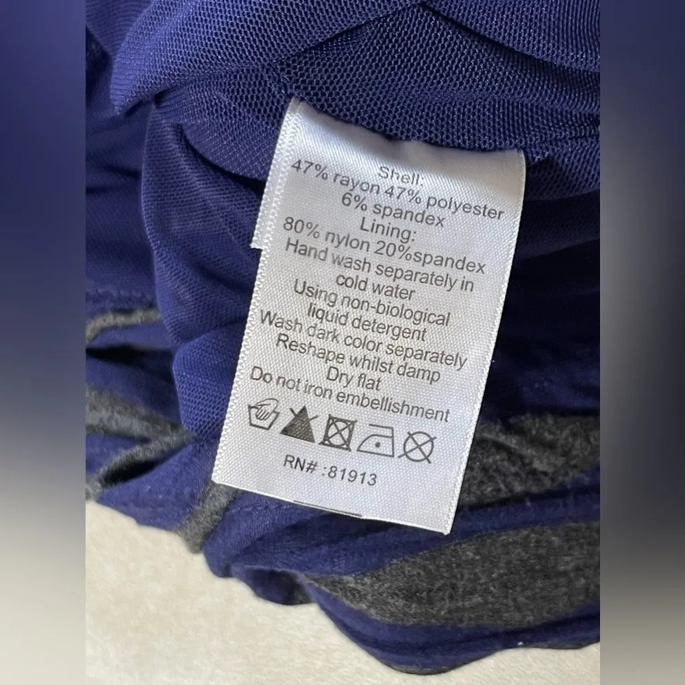 Anthropologie Tracy Reese Plenty Directional Dress Midi Bodycon Blue-Charcoal M - Image 12