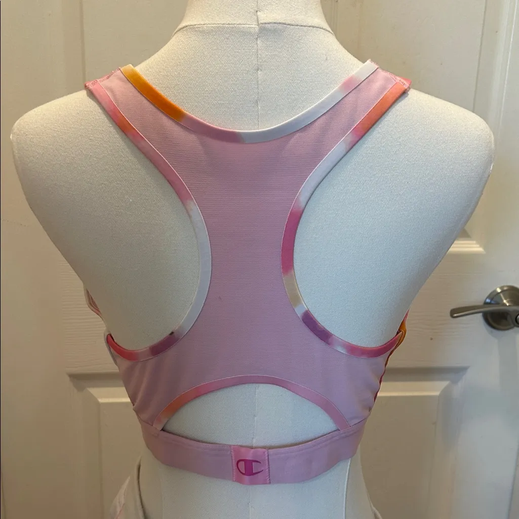 Champion Pink & Orange Tie-Dye Sports Bra & Shorts Set Size XL - Image 3