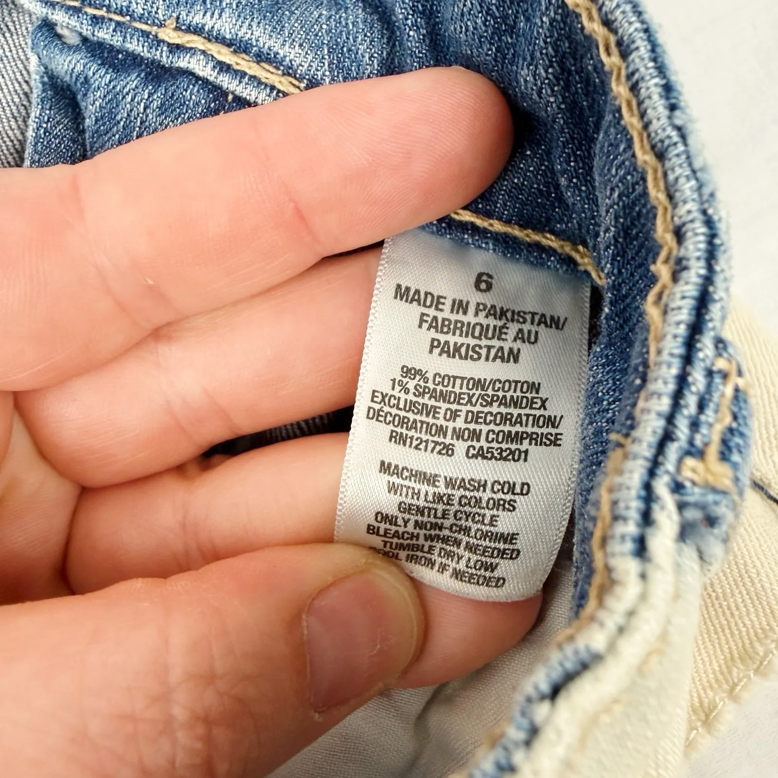 Aeropostale Women Midi Jean Shorts Size 6 Distressed Cutoff Tie - Image 4