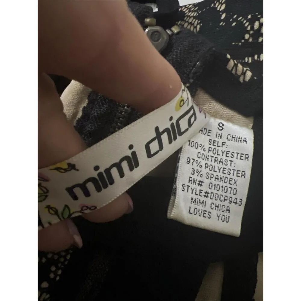 Mimi Chica Lace Over Form Fitting Body Con Blue Mini Dress S Small - Image 9