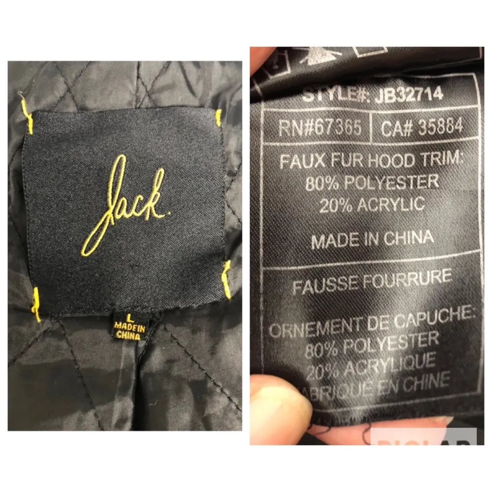 Jack by BB Dakota Jacquard Jacket with Faux Fur Hood size L - Image 6