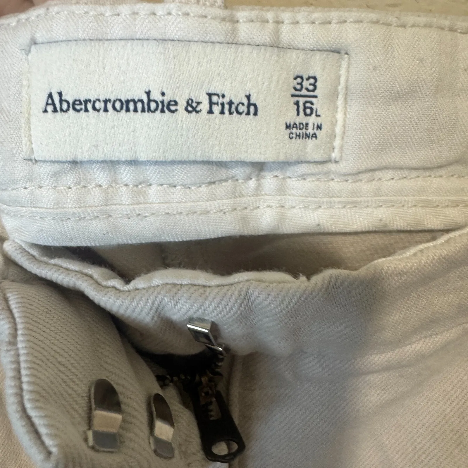 Abercrombie & Fitch Ivory Wide Leg Pants Jeans 16L/33 Long Tall Baggy high rise - Image 3