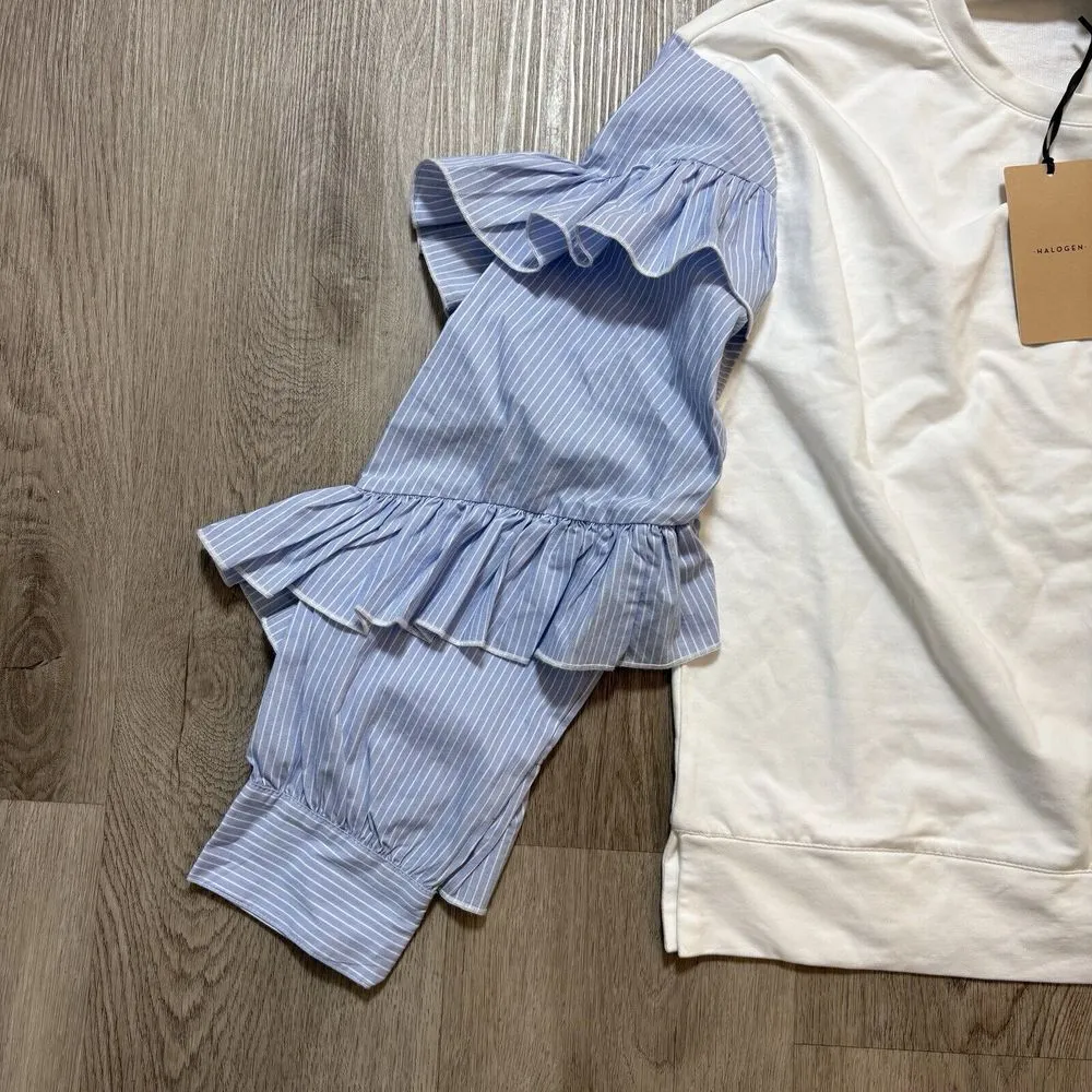 Halogen Womens Shirt Size XS Blue Ruffle‎ Sleeve Classic Dressy NWT - Image 3