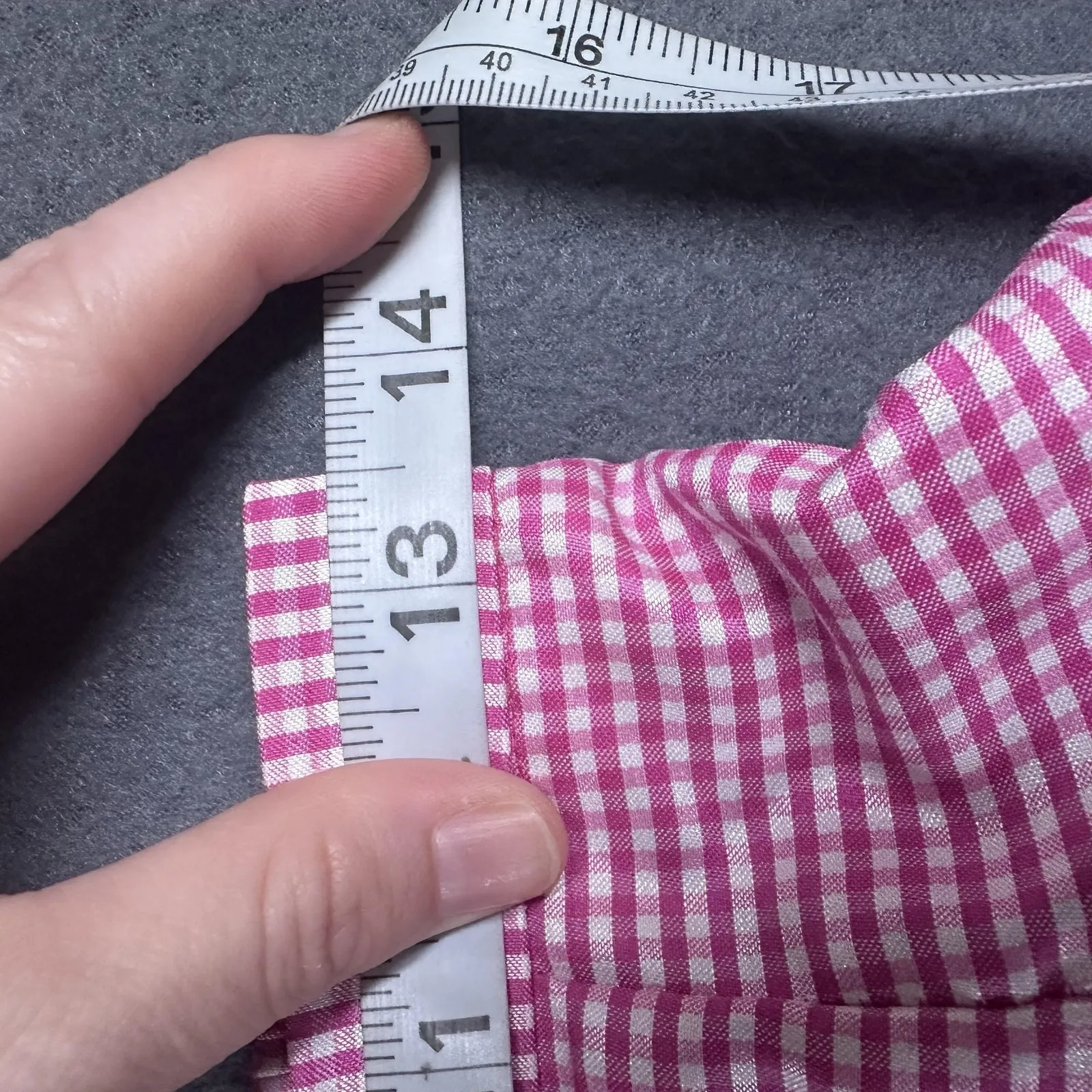 Vtg Sag Harbor 2 Piece Outfit Set Womens 8 Pink Gingham Embroidered Fruit Pants - Image 8