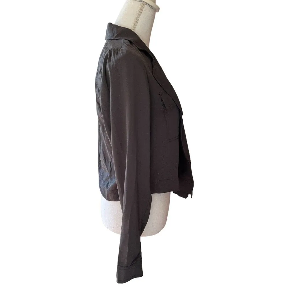 NWT Laurie Felt Dark Gray Tencel Open Front Oversized Cropped Blazer Sz XS - Image 3