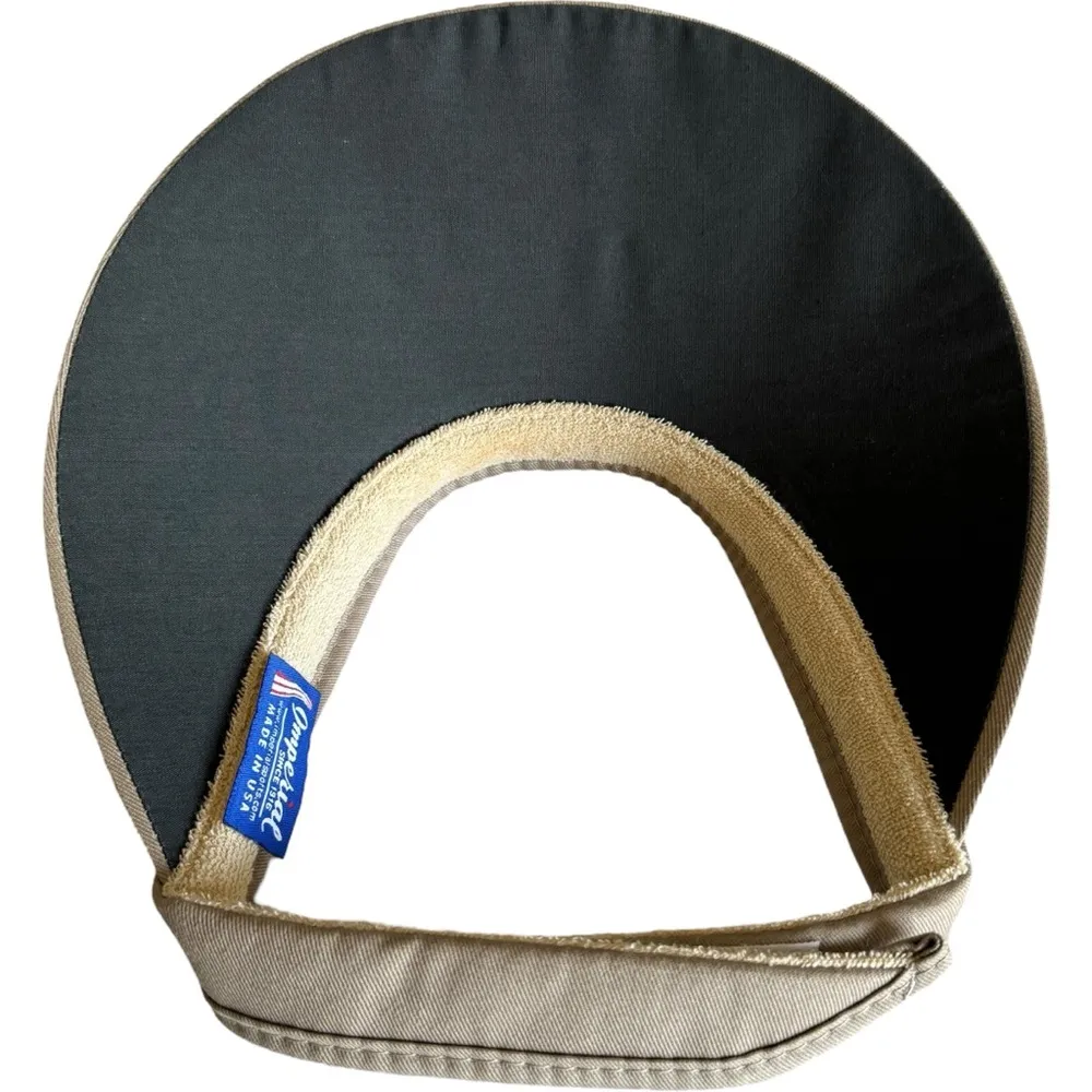 Imperial Sports Khaki Visor Hat Tan & Navy Blue Embroidered - Image 5