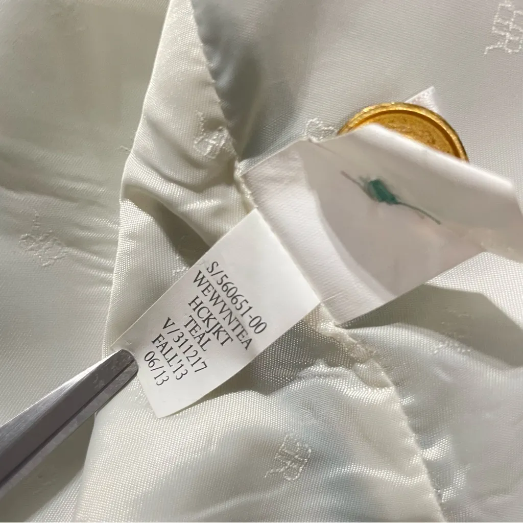 Banana Republic Mint Green Wool Blend blazer size 12 elbow patches - Image 10