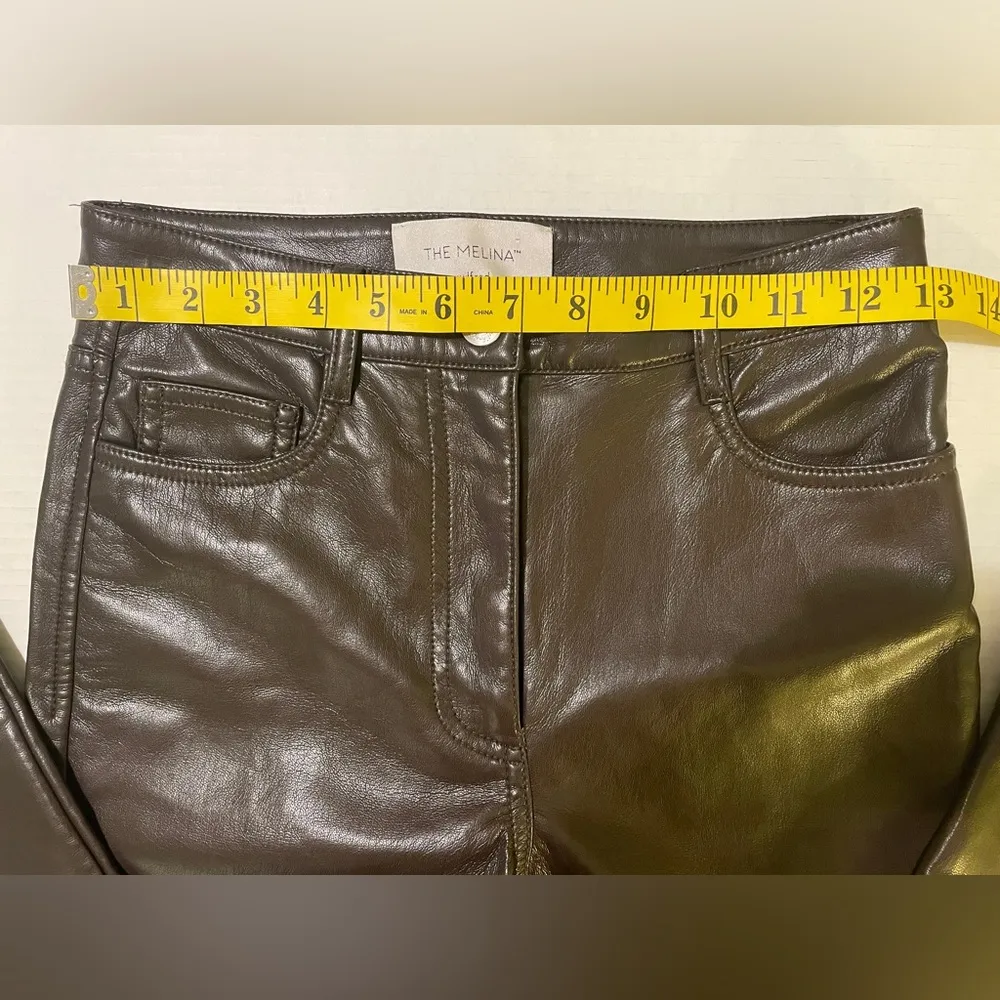 Wilfred Aritzia The Melina Brown Faux Vegan Leather Straight Leg Pants Size 0 - Image 9