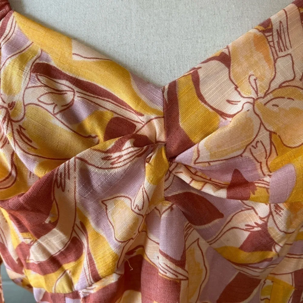 NINE West twist front blouse yellow multi color size 0X - Image 9