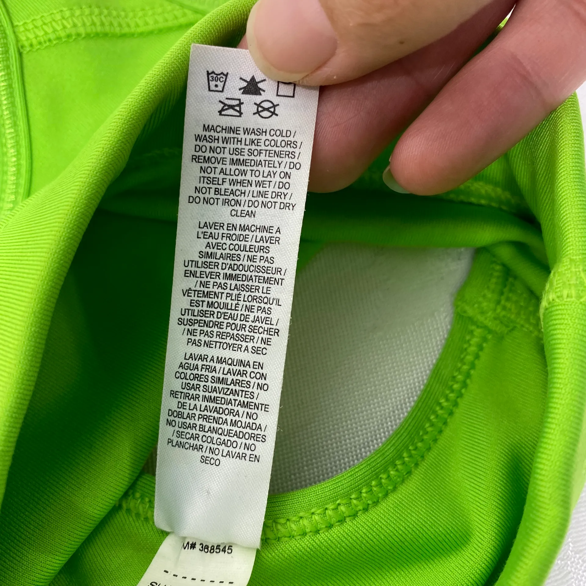 Dri fit Neon Green athletic sports bra with blue letters size XS - Image 10