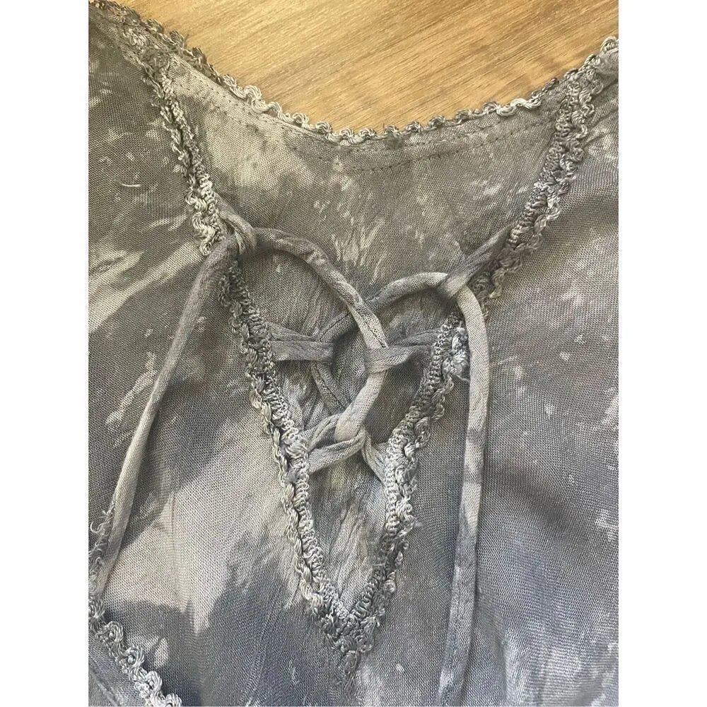 India Boutique Short Sleeve Tie Dye Umbrella Dress Gray Size M - Image 11