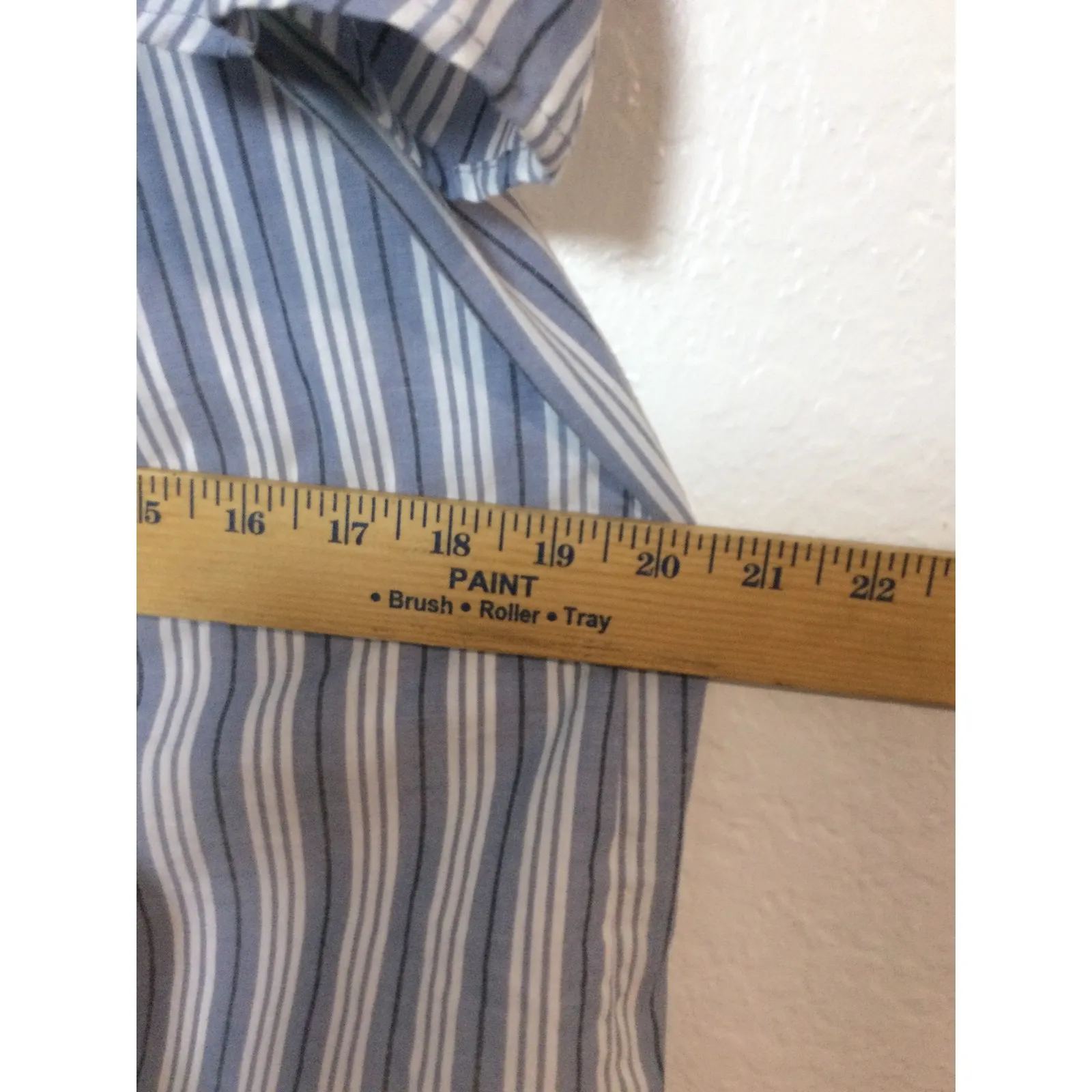 No Comment  Striped Cold Shoulder Ruffle Top Button Down Blouse Blue Size M (133) - Image 5