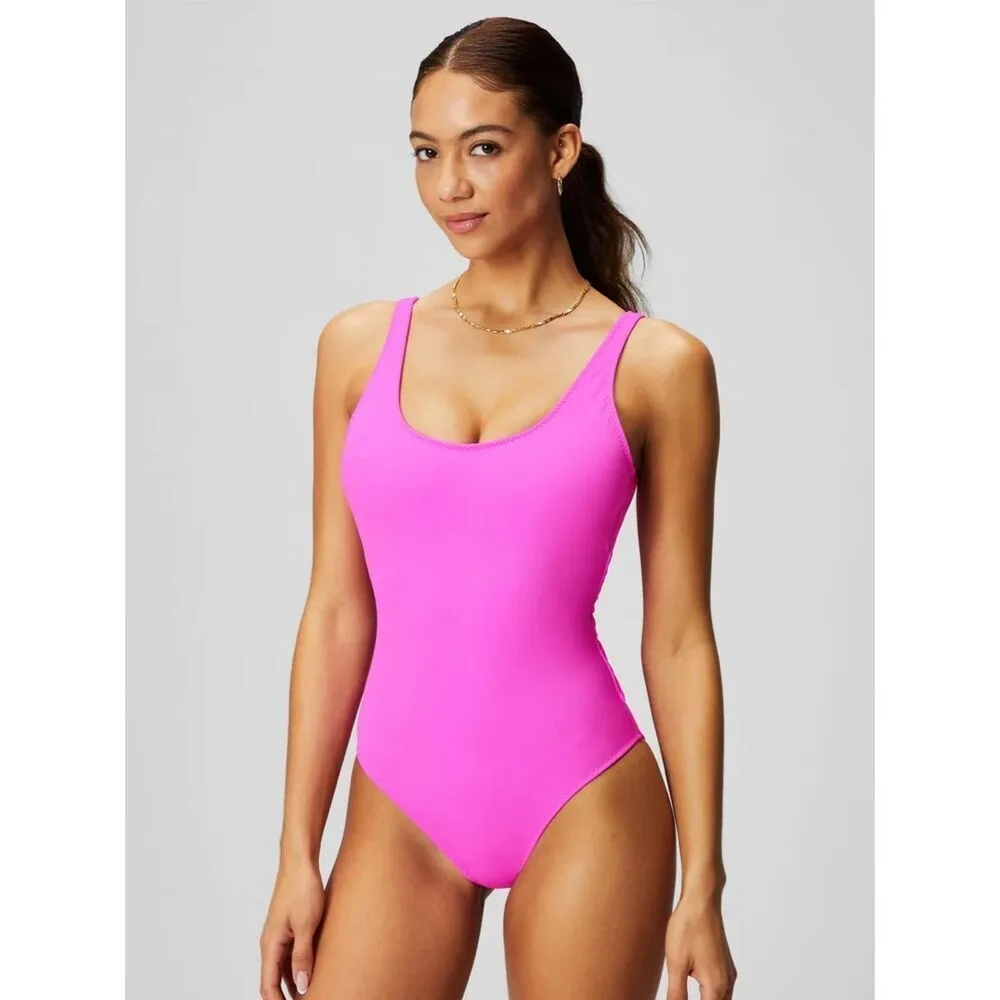 Fabletics Scoop Tie Back Shaping One-Piece pink escape Swimsuit - Image 2