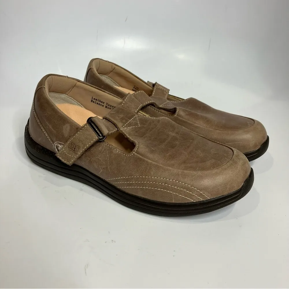 Drew‎ lilac T-strap Velcro shoes tan leather orthotic shoes size 7W - Image 2