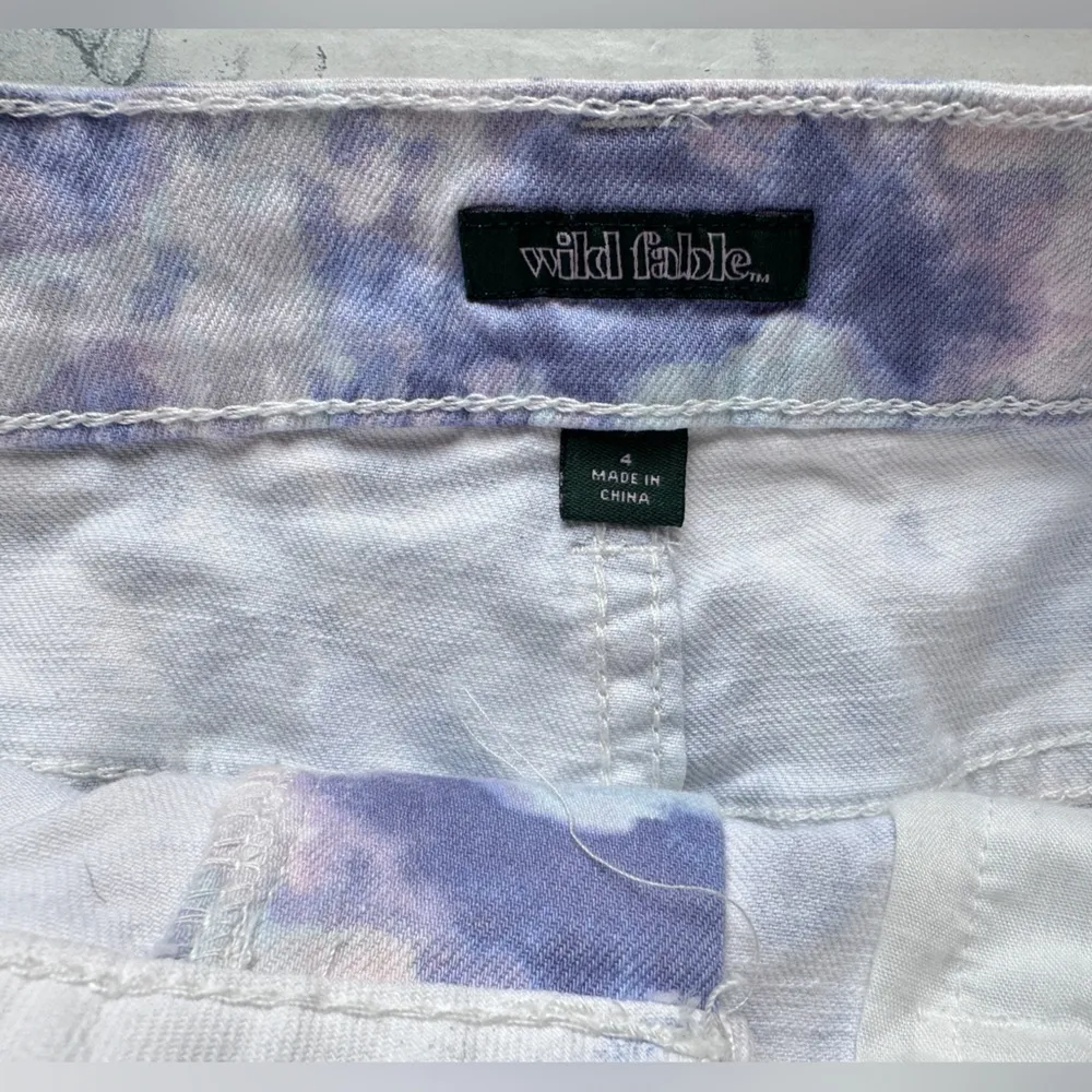 #68 Wild Fable High Rise Tye Dye Raw Hem Shorts in Purple Combo - Image 6