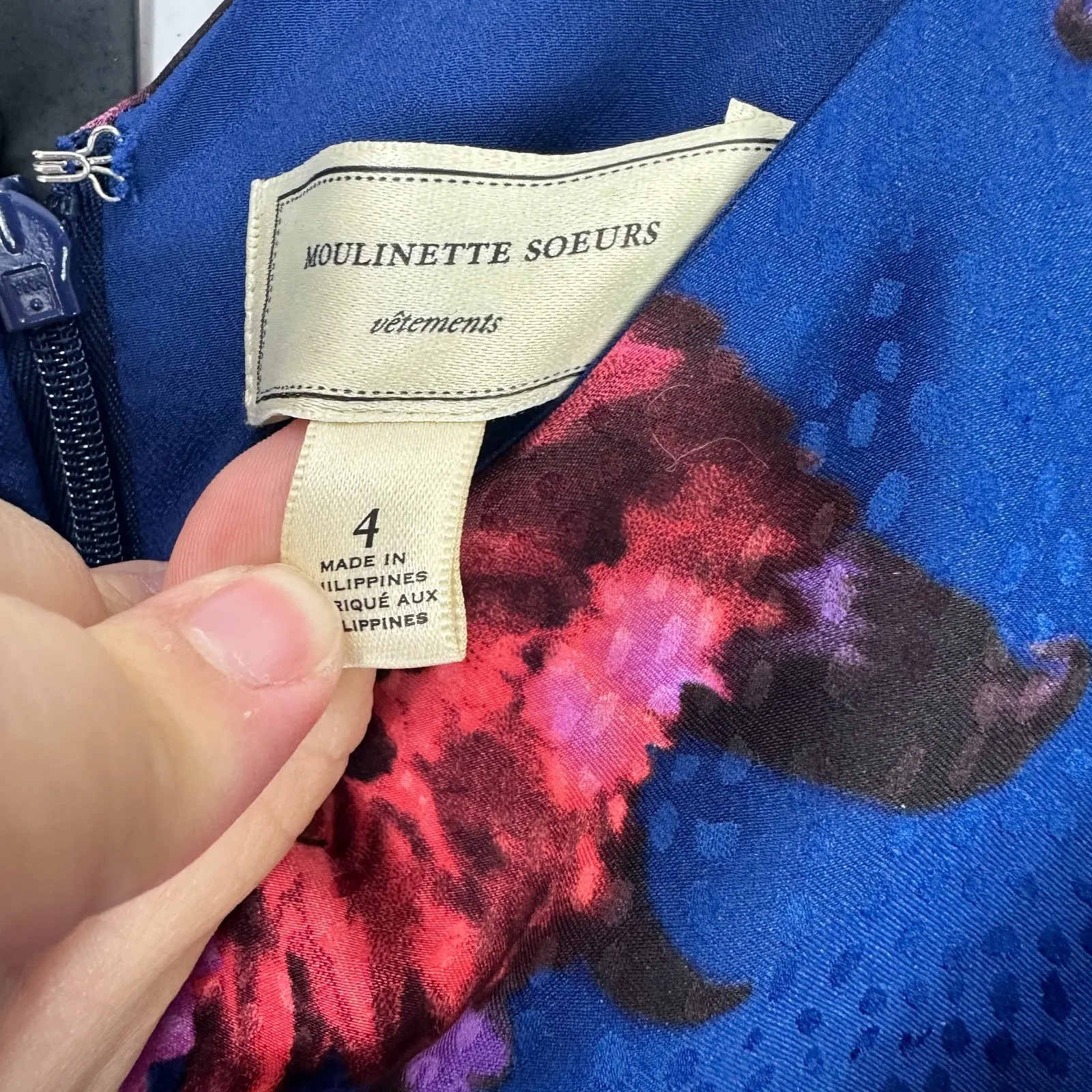 Moulinette Soeurs Dress 4 Blue Floral Sheath Anthropologie Romantic Garden Party - Image 4