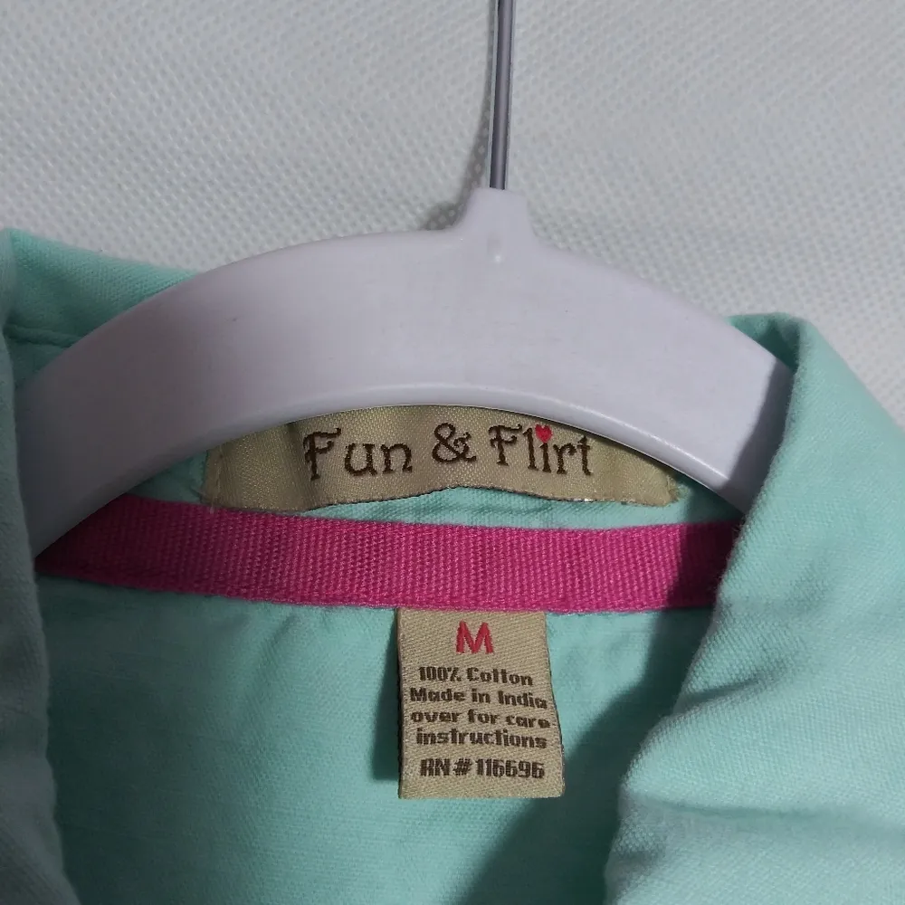 Fun & Flirt Mint Green Pearl Snap Button-Up Western Casual Shirt Size M - Image 5