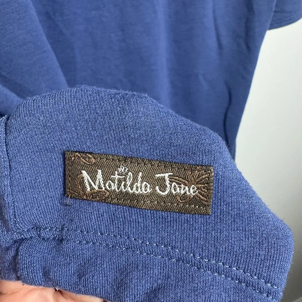 Matilda Jane Top Women M Wish You Were Here Let's Go Pullover Active Shirt Blue - Image 5