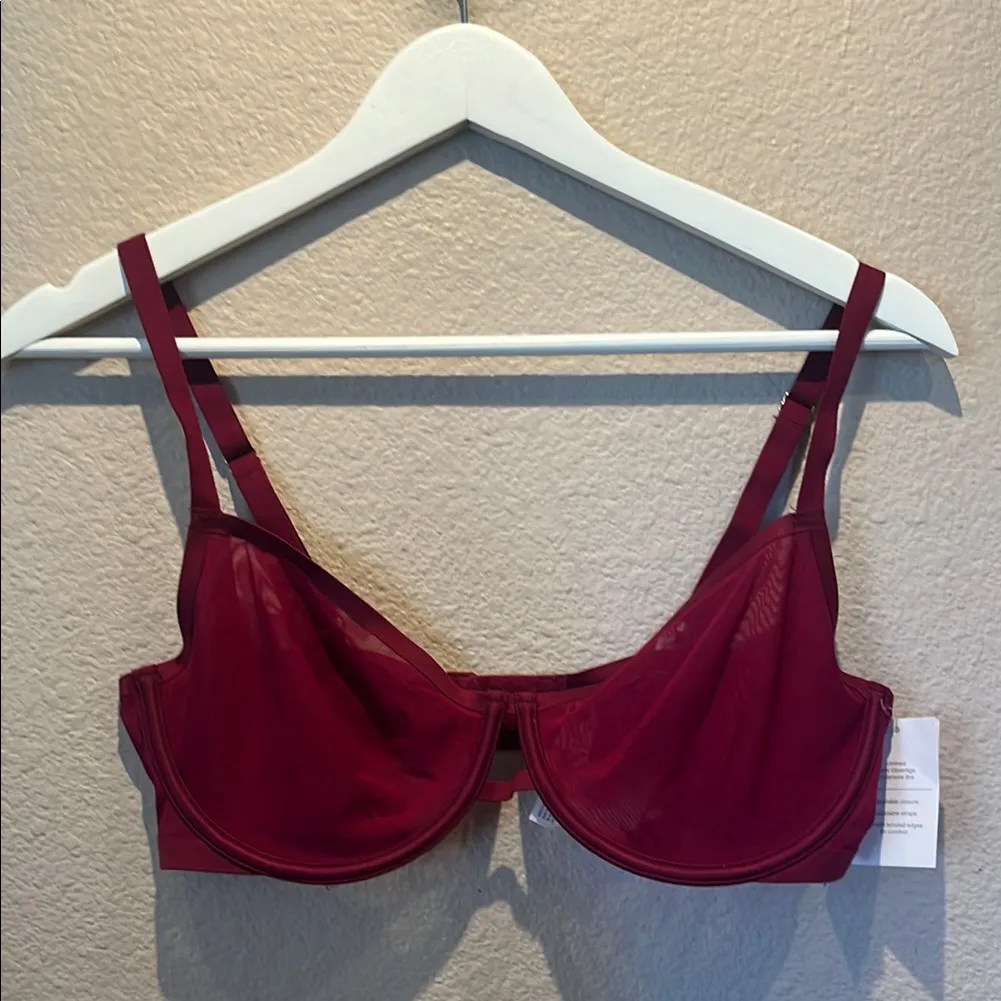 New Auden Women’s Burgundy Wine Unlined Demi Coverage Underwire Bra Size 36D NWT - Image 2