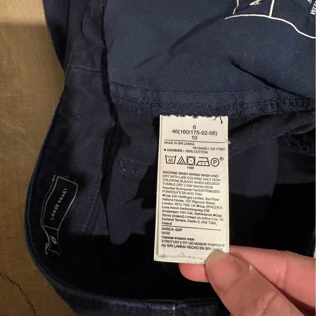 GAP Mid Rise Loose Wide Leg Khakis 100% Cotton PantsNavy Blue size 6 - Image 7