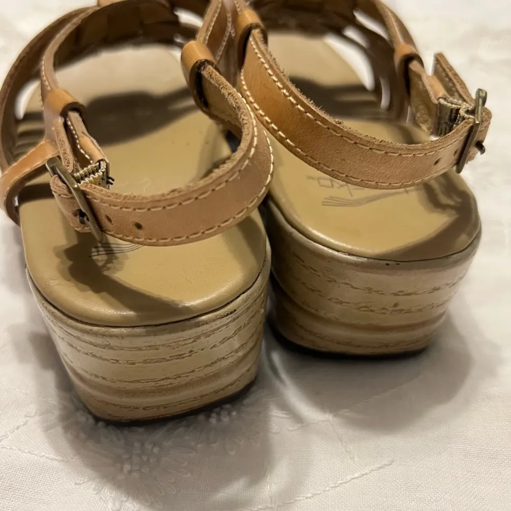 Dansko Leather Strappy Sandals Women’s EU 37 US 6.5/7 Light Brown Open Toe - Image 4