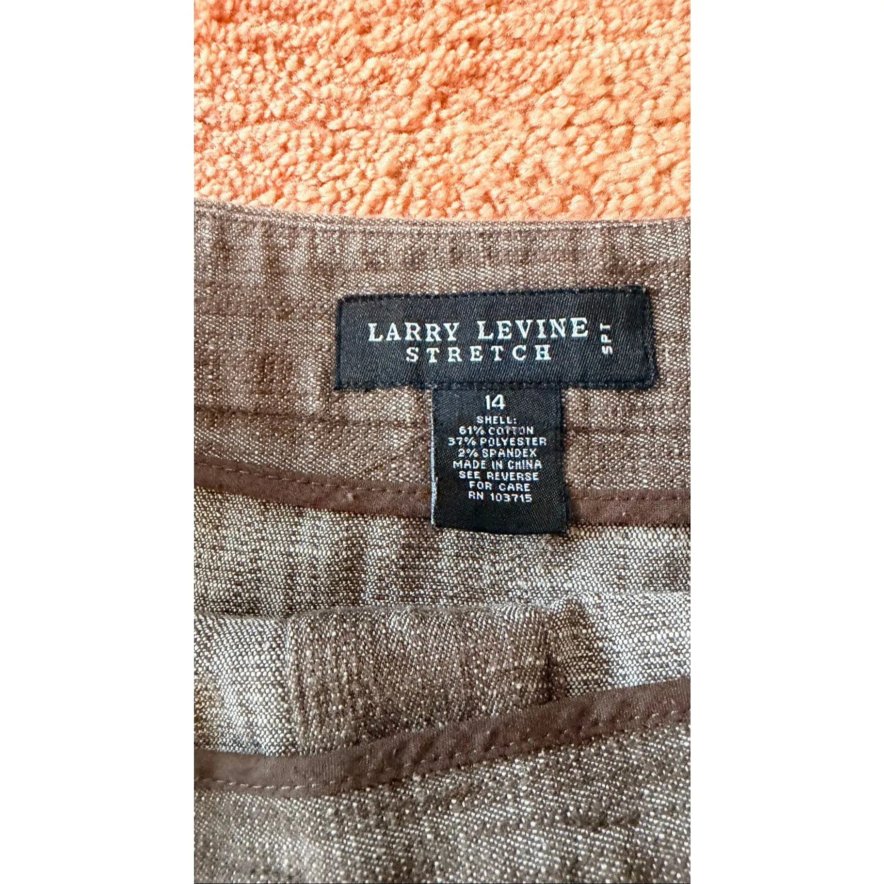 Larry Levine Stretch A-Line Skirt Brown Button Front Size 14 - Image 2
