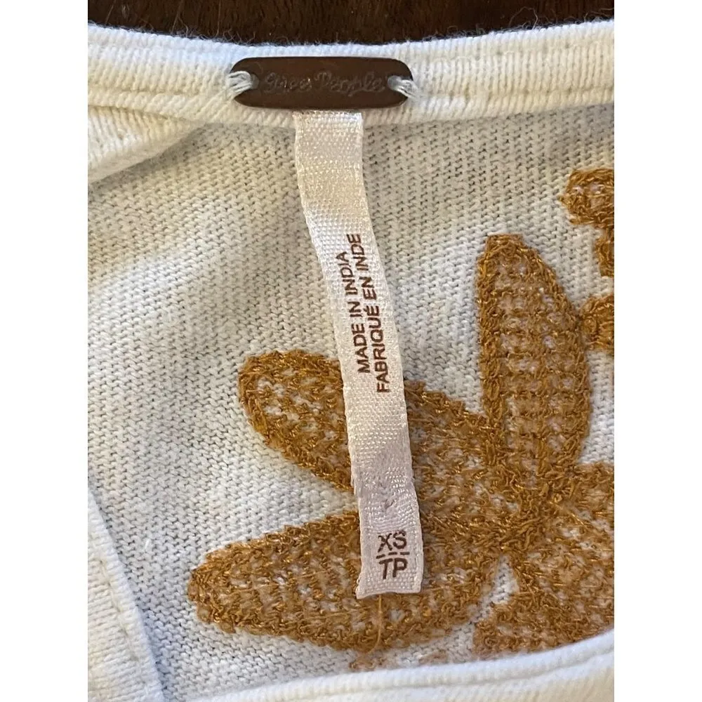 Free People Talia‎ White Floral Embroidered Lace Up Cut Out Back Tunic Top XS - Image 10