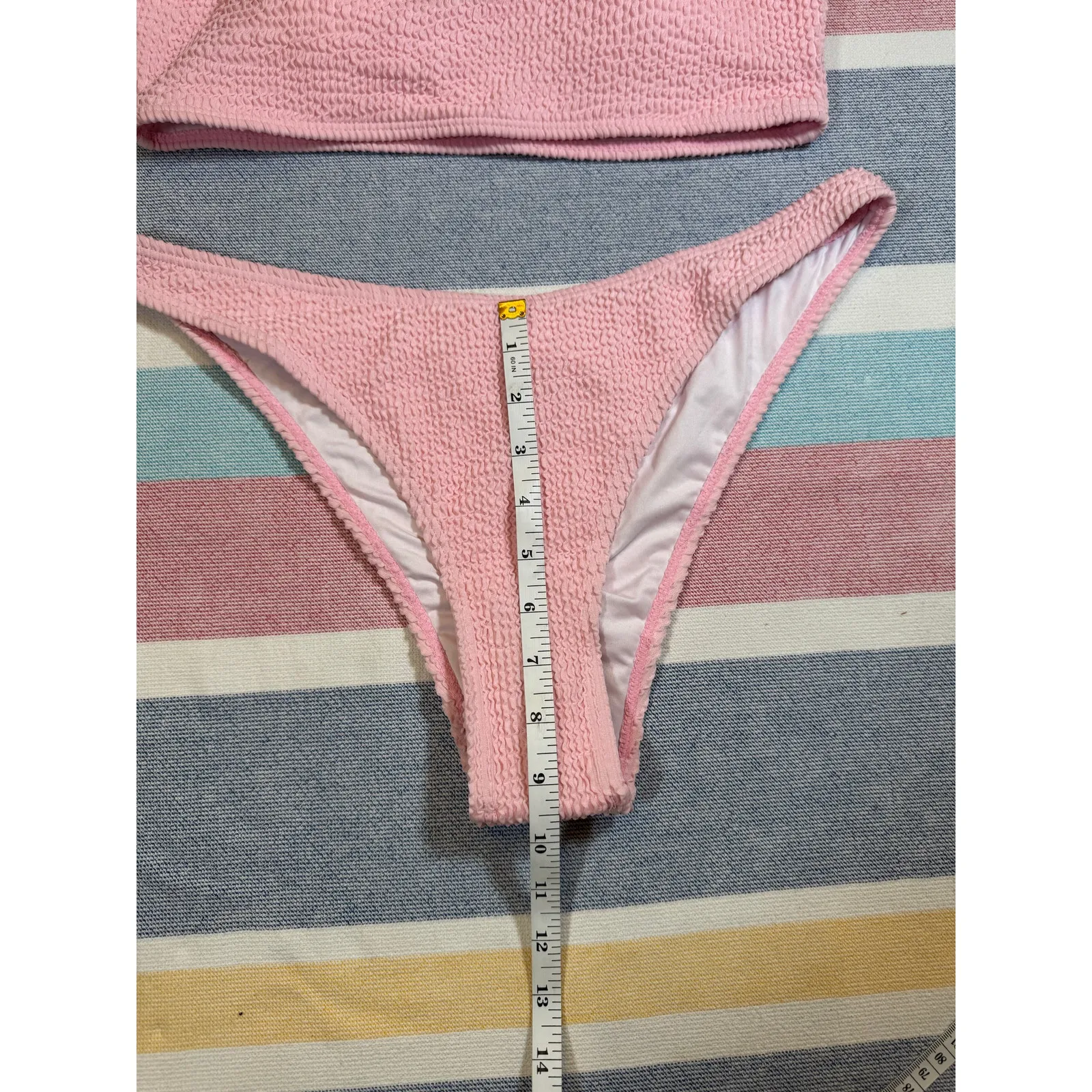 NWOT Flirty Pink One Shoulder Bikini Set | Smocked High Cut Swimwear – Sz Large - Image 2