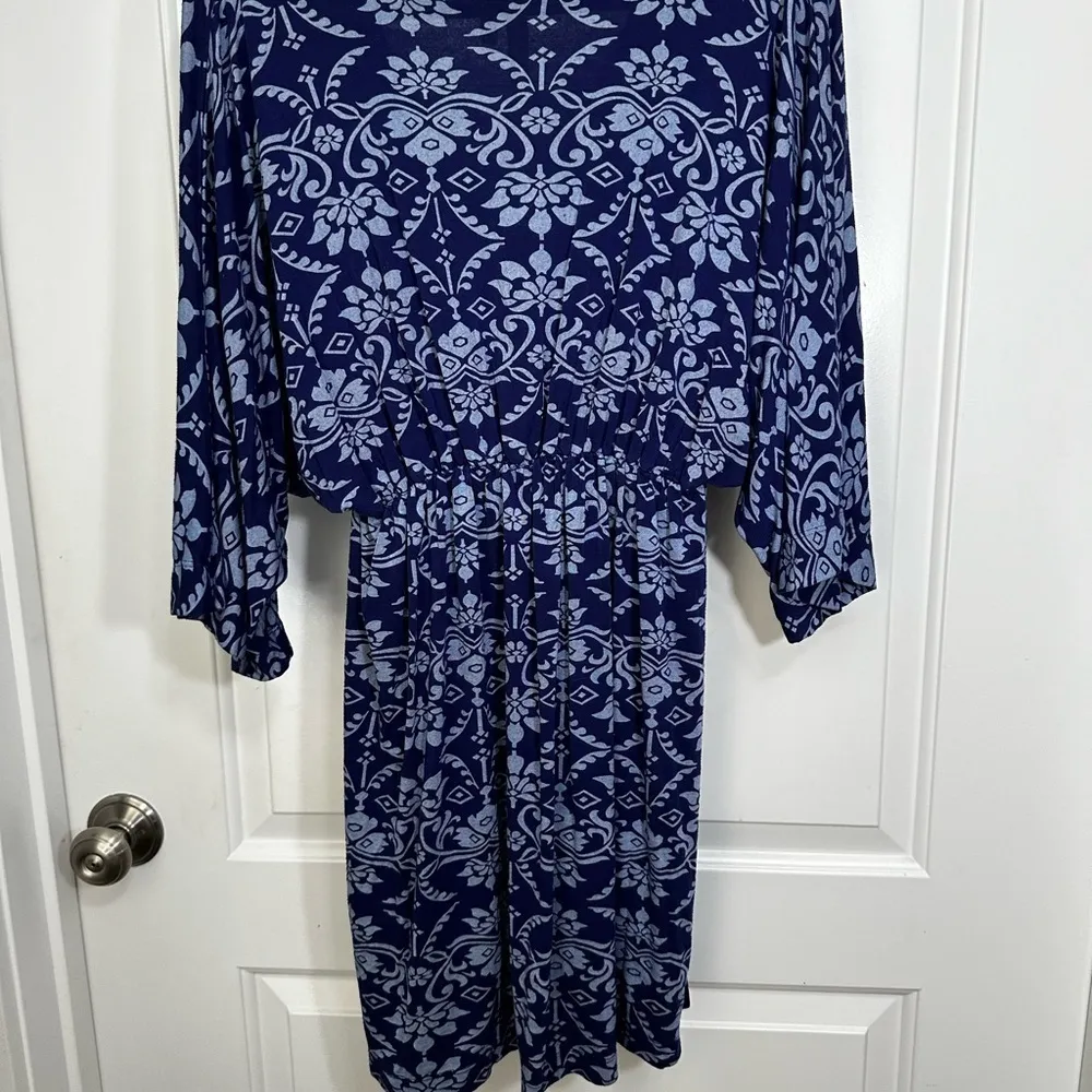 Green Dragon Tunic Dress Blue Print Size Medium - Image 2