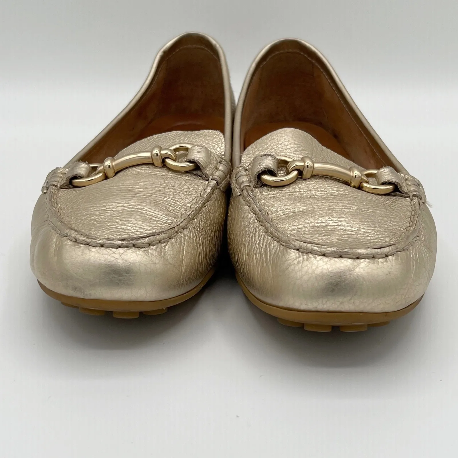 BORN Women Gold Leather Horsebit Loafer Flats Slip On Shoes Comfort Size 9.5 - Image 6
