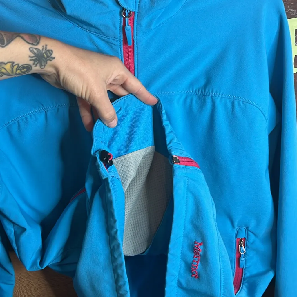Marmot Tempo Zip Soft Shell Jacket Hike Outdoor Blue Pink water repellent - Image 10
