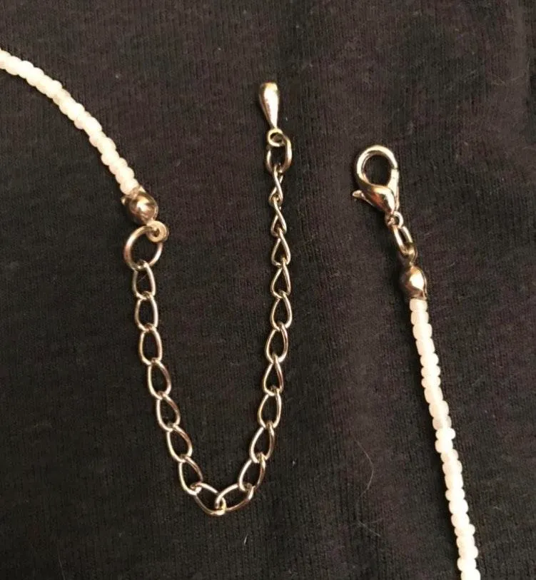 Women's White Beaded Rope Necklace - Image 6