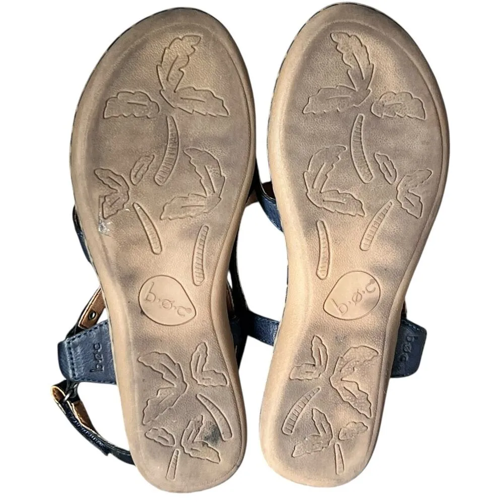 BOC Pearly Sandals Womens Size 7M Blue Faux Leather Toe Post Strappy Comfort - Image 10