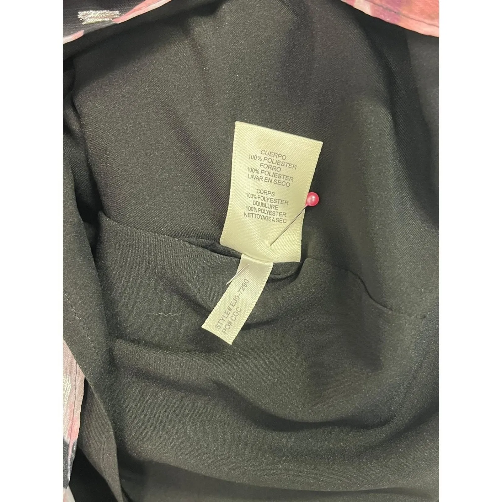 Eliza J Dress Womens 6 Black Pink Floral Maxi Wrap Chiffon Metallic Wimsigoth - Image 12