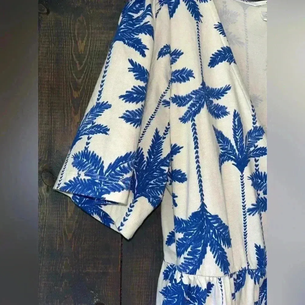 Cotton Jersey Wrap Dress in floral Print Size M, palm,‎ vacation, casual E6 - Image 8