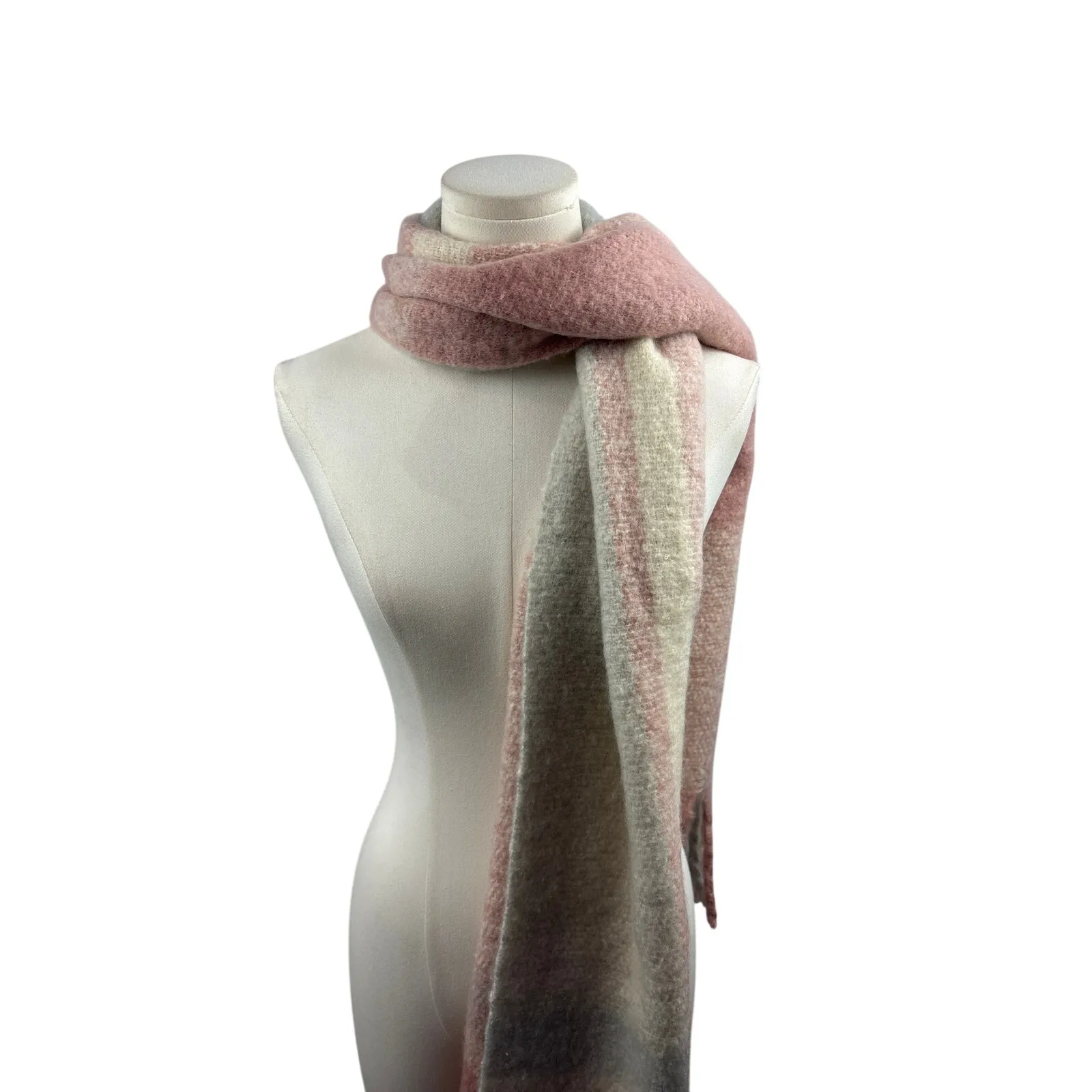 Women’s Altar’d State O/S Blush, Cream, & Grey Plush Scarf - Image 2