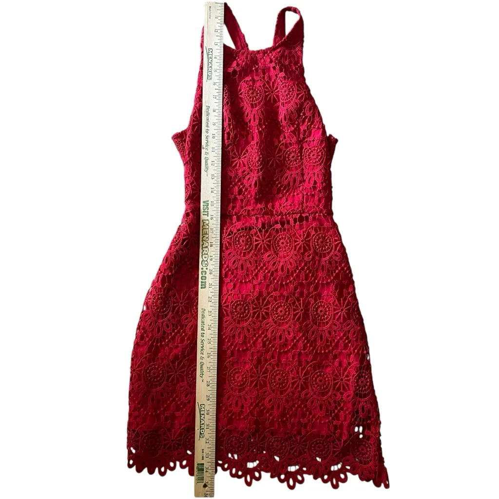 Hollister Women’s‎ S Red Lined Lace Sleeveless Fit Flare Dress Open Back Cut Out - Image 7
