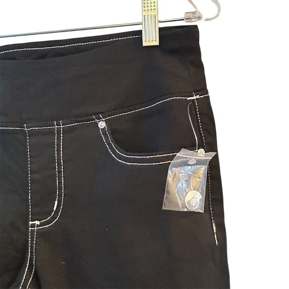 Belle by Kim Gravel Women's Ankle Jeans Black Size 8 Button Detail - Image 8